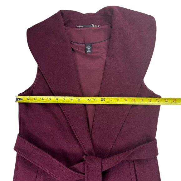 White House Black Market Sleeveless Wrap Coat Vest Shawl Collar Belted Size S/M - Picture 6 of 16